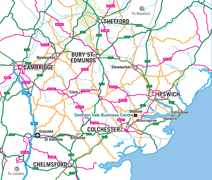 Location map for Dedham Vale Business Centre